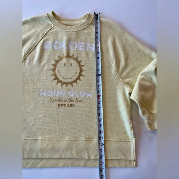 aerie Oversized Cotton Ribbed Sweater Sun Yellow Golden Glow Small - Picture 3 of 13